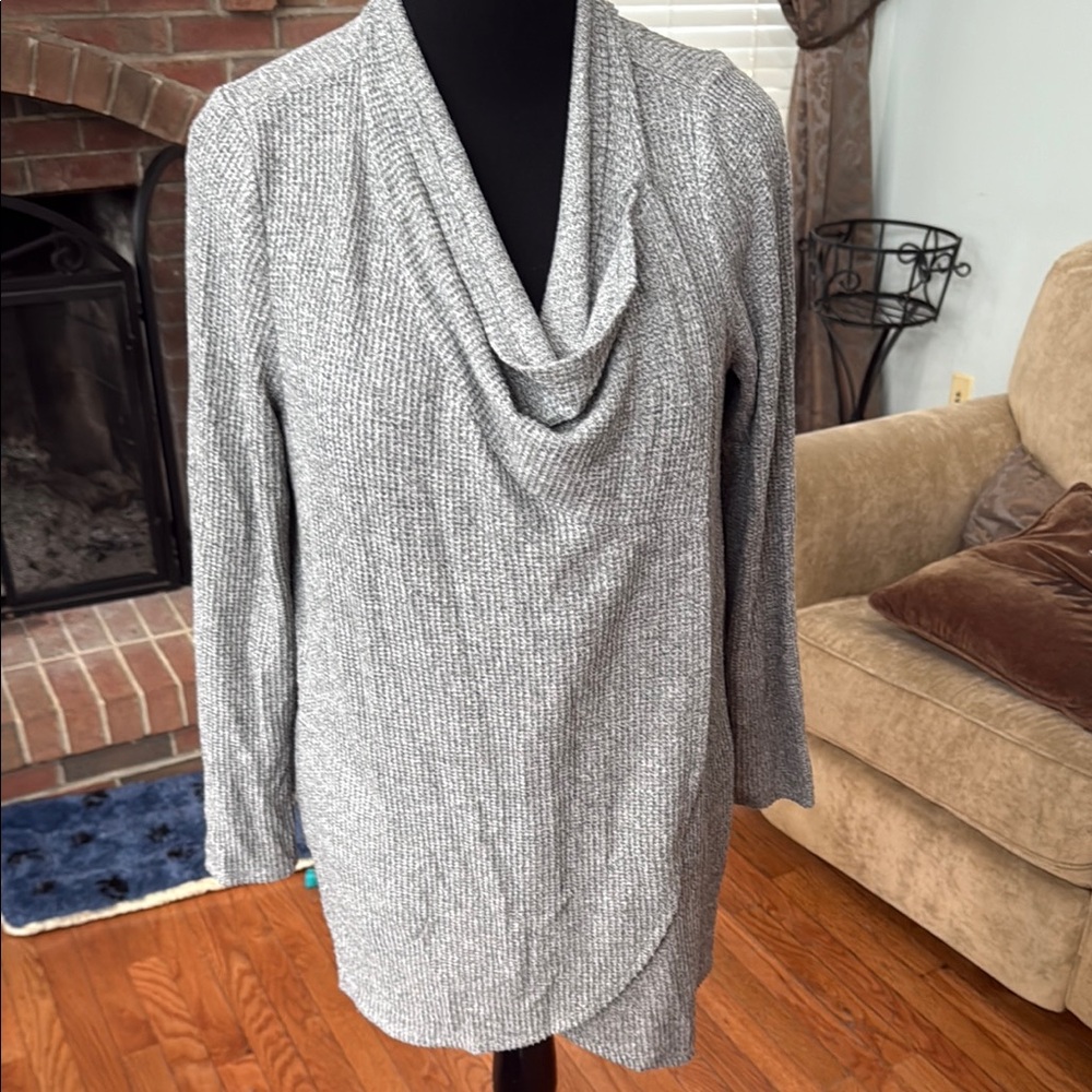 Chico's Gray Cowl Neck Sweater with Relaxed Fit